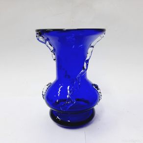 Vintage: Jarrón Vintage de Cristal Azul Cobalto – 17,5 cm – Decoración Artística(15.1)